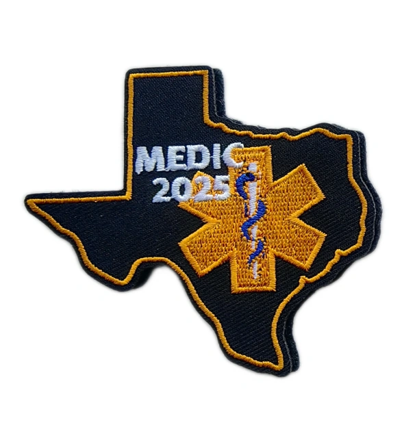 Texas Medic 2025 Star of Life Embroidered Patch-Front Side