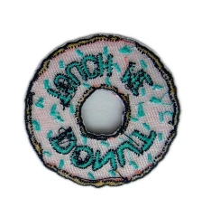 "Donut Touch Me" Funny Embroidered Patch – Pink Donut Design-Back Side
