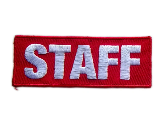 Red "STAFF" Embroidered Identification Patch-Front Side