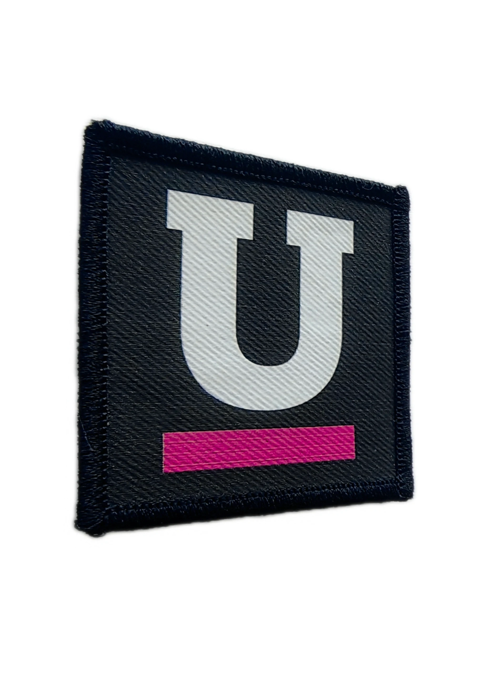 Custom Letter "U" Sublimated Patch with Pink Bar-Left Side