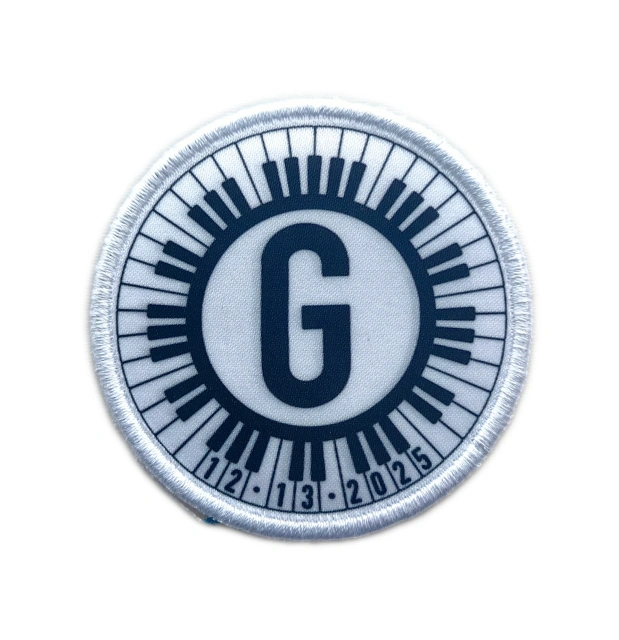 Custom Letter "G" Sublimated Patch with Date-Front Side