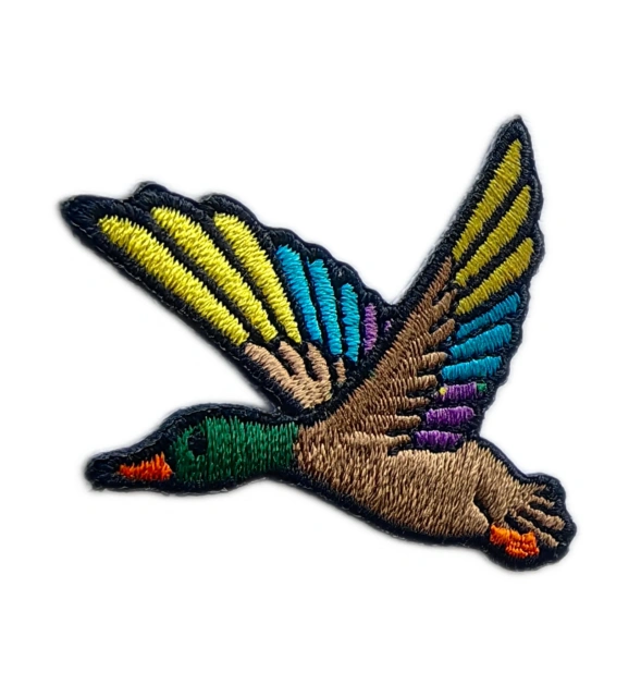 Colorful Flying Duck Embroidered Patch – Iron On-Right Side