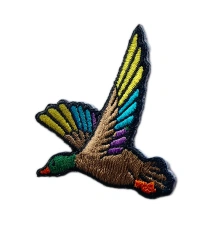Colorful Flying Duck Embroidered Patch – Iron On-Left Side