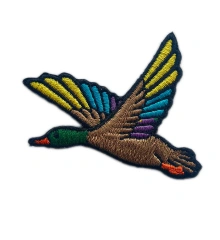 Colorful Flying Duck Embroidered Patch – Iron On-Front Side