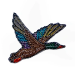 Colorful Flying Duck Embroidered Patch – Iron On-Back Side
