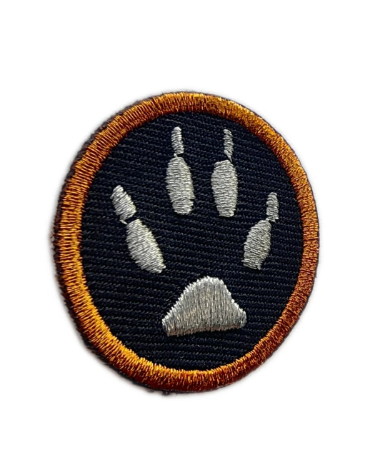 Round Bear Paw Print Embroidered Patch – Sew On-Left Side