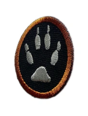 Round Bear Paw Print Embroidered Patch – Sew On-Right Side