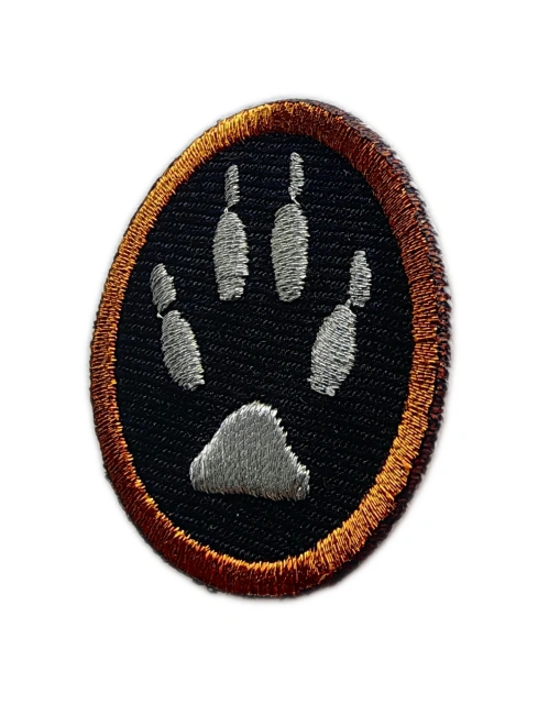 Round Bear Paw Print Embroidered Patch – Sew On-Right Side