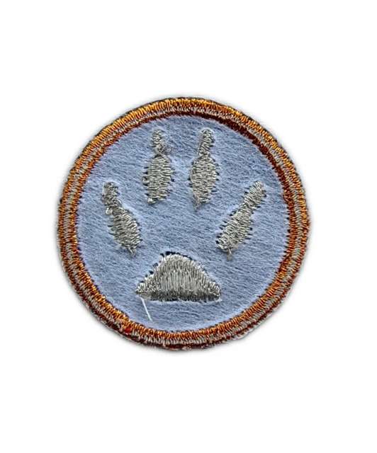 Round Bear Paw Print Embroidered Patch – Sew On-Back Side
