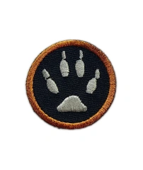 Round Bear Paw Print Embroidered Patch – Sew On-Front Side