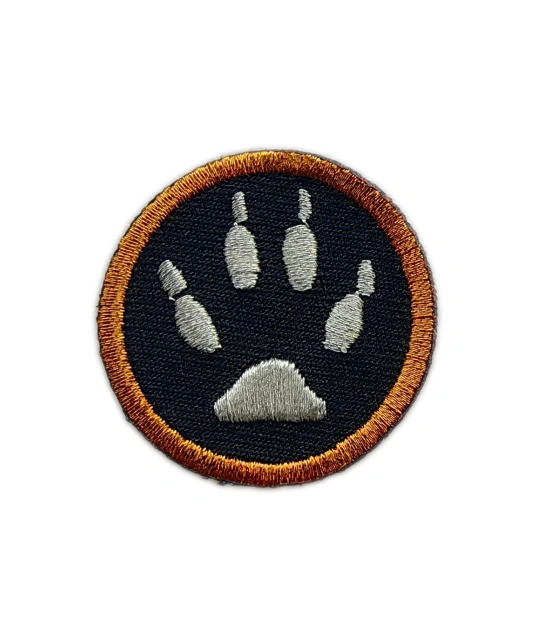 Round Bear Paw Print Embroidered Patch – Sew On-Front Side