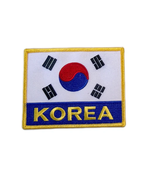 South Korea Flag Embroidered Patch with "KOREA" Text-Front Side