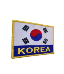 South Korea Flag Embroidered Patch with "KOREA" Text-Left Side