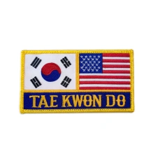 Korea USA Tae Kwon Do Dual Flag Embroidered Patch-Front Side