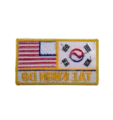 Korea USA Tae Kwon Do Dual Flag Embroidered Patch-Back Side