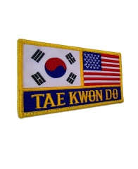 Korea USA Tae Kwon Do Dual Flag Embroidered Patch-Left Side