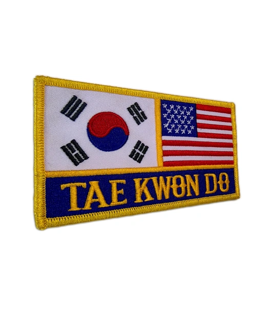 Korea USA Tae Kwon Do Dual Flag Embroidered Patch-Left Side
