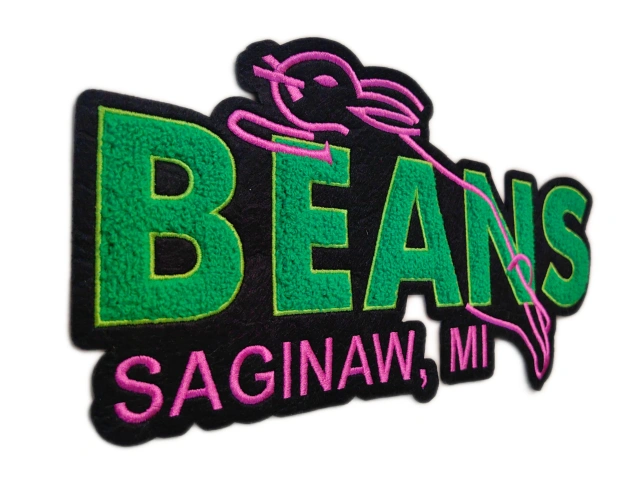Custom "Beans Saginaw, MI" Chenille Patch-Left Side