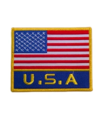 USA Flag & Lettering Embroidered Patch-Front Side