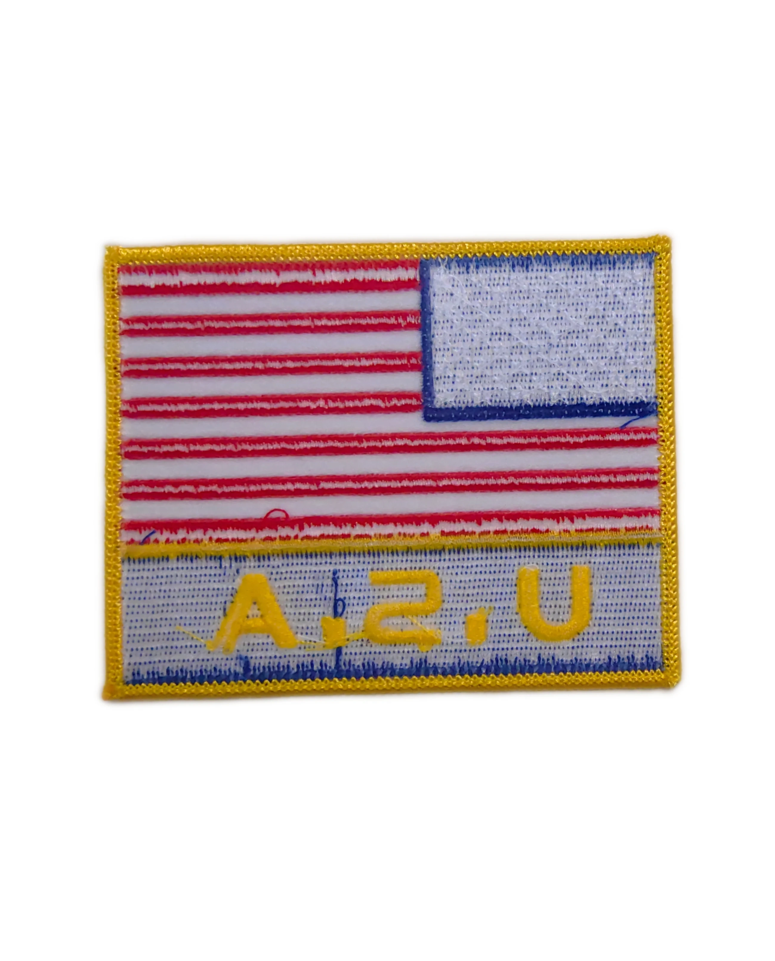 USA Flag & Lettering Embroidered Patch-Back Side