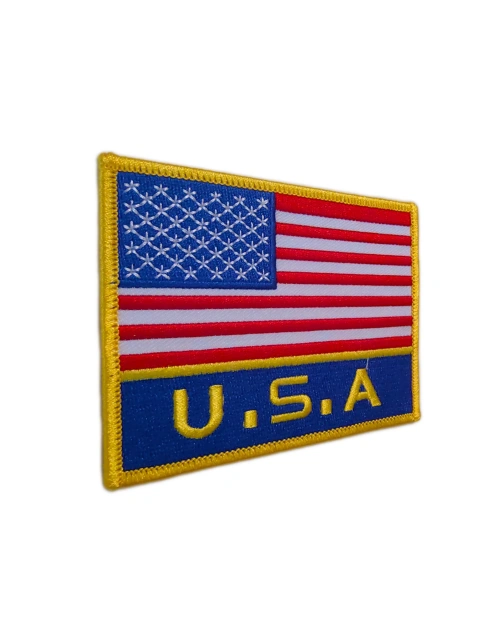 USA Flag & Lettering Embroidered Patch-Left Side