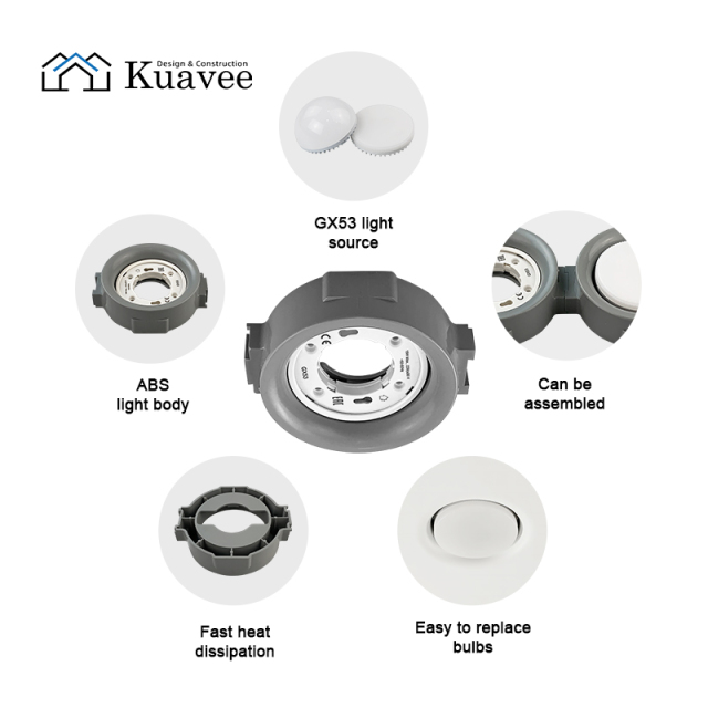 Commercial Easy Install Gx53 Pvc Ceiling Lamp Housing