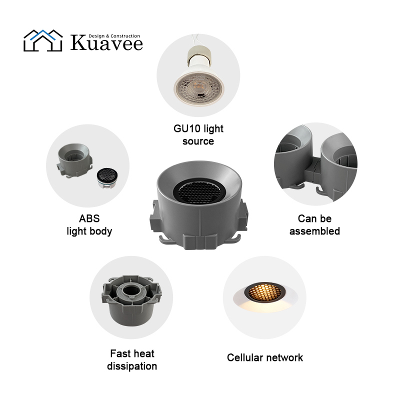 Curved Surface Gu10 Stretch Ceiling Lighting Housing