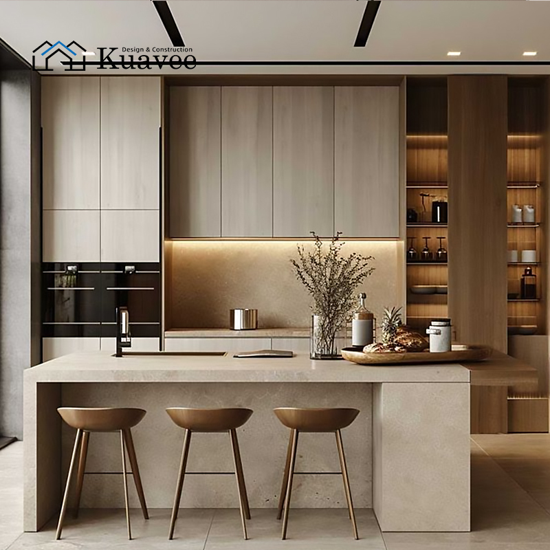 Handle-free Solid Wood Door Custom Wall  Kitchen Cabinets