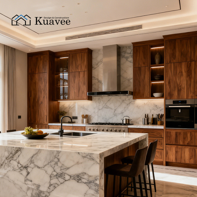 Hardwood Door Material Handle-free Kitchen Cabinets