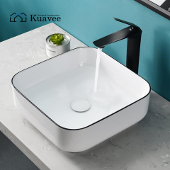 Villa High-end Unique Design Black Line Circle Wash Basin