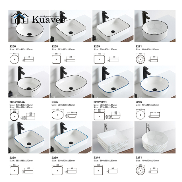 Villa High-end Unique Design Black Line Circle Wash Basin