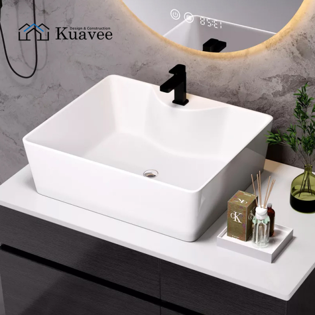 Modern Kitchen Small Round Countertop Cera Wash Basin