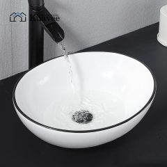 Villa High-end Unique Design Black Line Circle Wash Basin