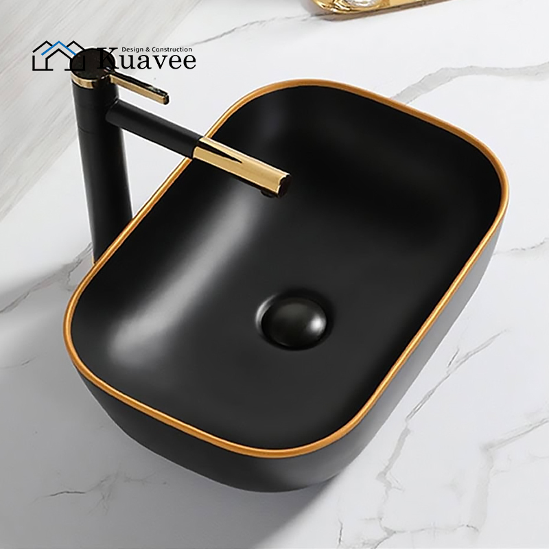 Matte Black Texture Designer Round Wash Basin In Toilet