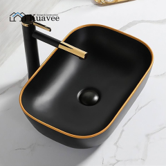 Matte Black Texture Designer Round Wash Basin In Toilet
