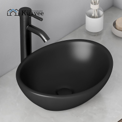 Matte Black Texture Designer Round Wash Basin In Toilet