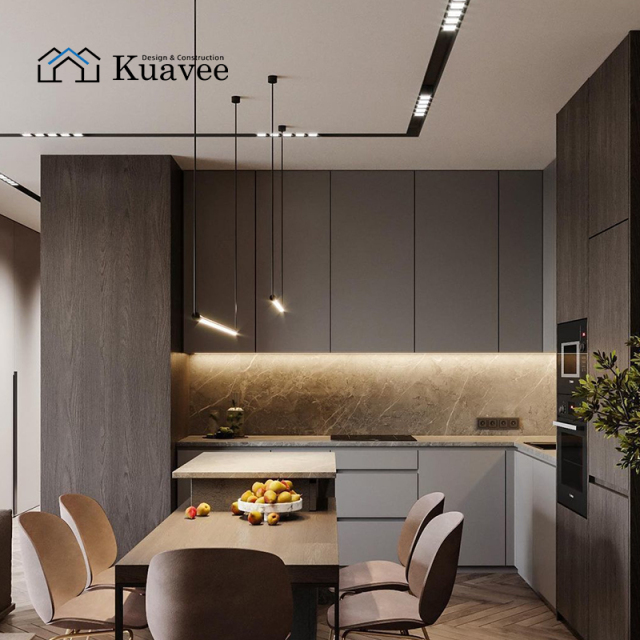 Modern Moisture Resistant Hardwood Kitchen Cabinets