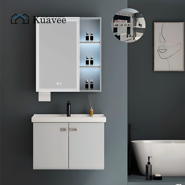 Shelf Lights Washroom Mirror Cabinet With Tissue Box