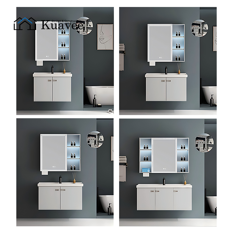 Shelf Lights Washroom Mirror Cabinet With Tissue Box