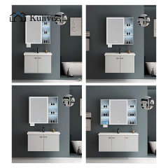 Shelf Lights Washroom Mirror Cabinet With Tissue Box