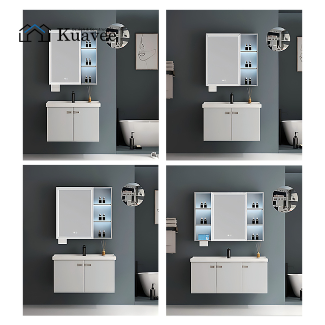 Shelf Lights Washroom Mirror Cabinet With Tissue Box