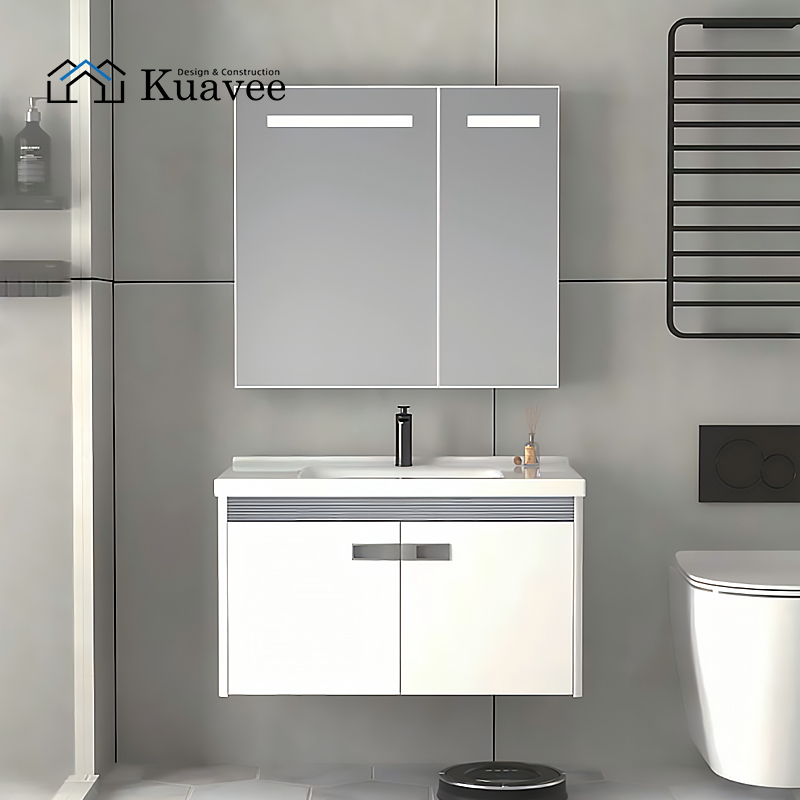 Small Size Bathroom Wall Mounted Mirror Cabinet With Sink