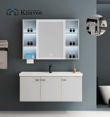 Shelf Lights Washroom Mirror Cabinet With Tissue Box
