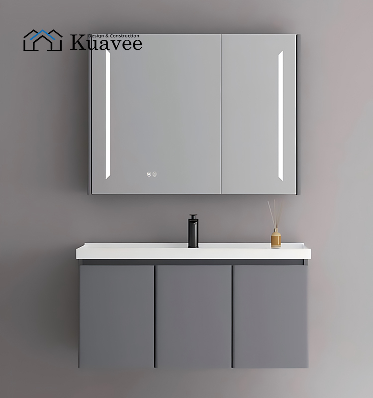 Dark Gray Defogging Bathroom Vanity Cabinet With Sink