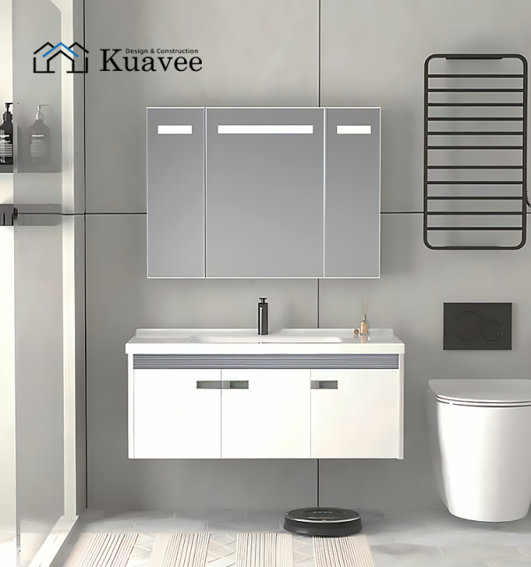 Small Size Bathroom Wall Mounted Mirror Cabinet With Sink