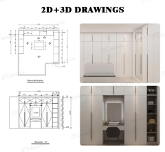 Eco-friendly 2 Door Wooden Clothes Cupboard With Drawers