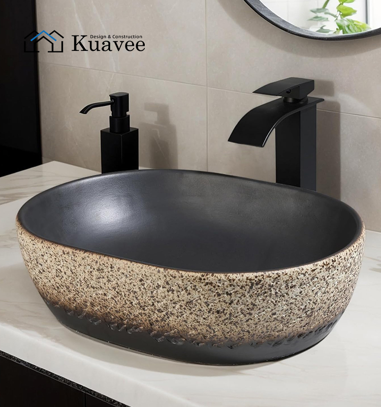 Colourful Table Top Ceramic Wash Basin  With Cabinet