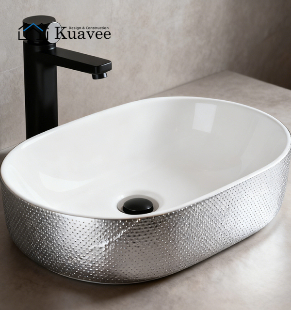 Colourful Table Top Ceramic Wash Basin  With Cabinet