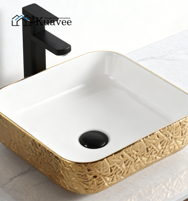Modern Golden High-end Round Designer Counter Top Basins