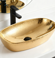 Modern Golden High-end Round Designer Counter Top Basins